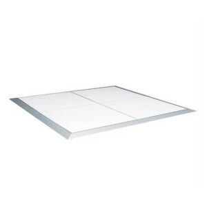 White dance floor platform with silver trim
