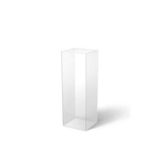 A vertically oriented, transparent rectangular pedestal