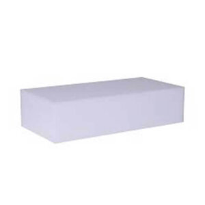 A horizontally oriented, white rectangular pedestal