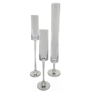 Three tall glass candle holders