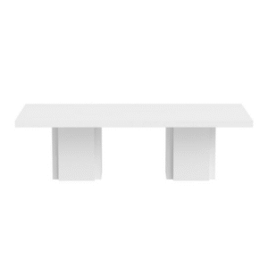 A sleek, simple modern white rectangular table