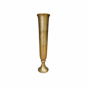 A fluted gold vase with decorative patina