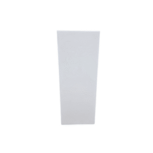 A plain white vertical rectangular pedestal