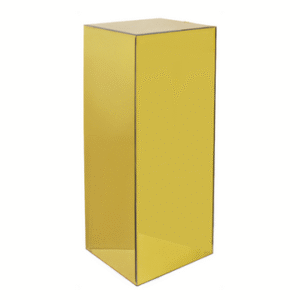 A gold rectangular acrylic pedestal