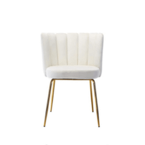 White velvet chair with gold legs